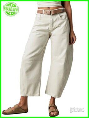 Wide Leg Cropped Baggy Mid Rise Boyfriend Harem Denim Jeans